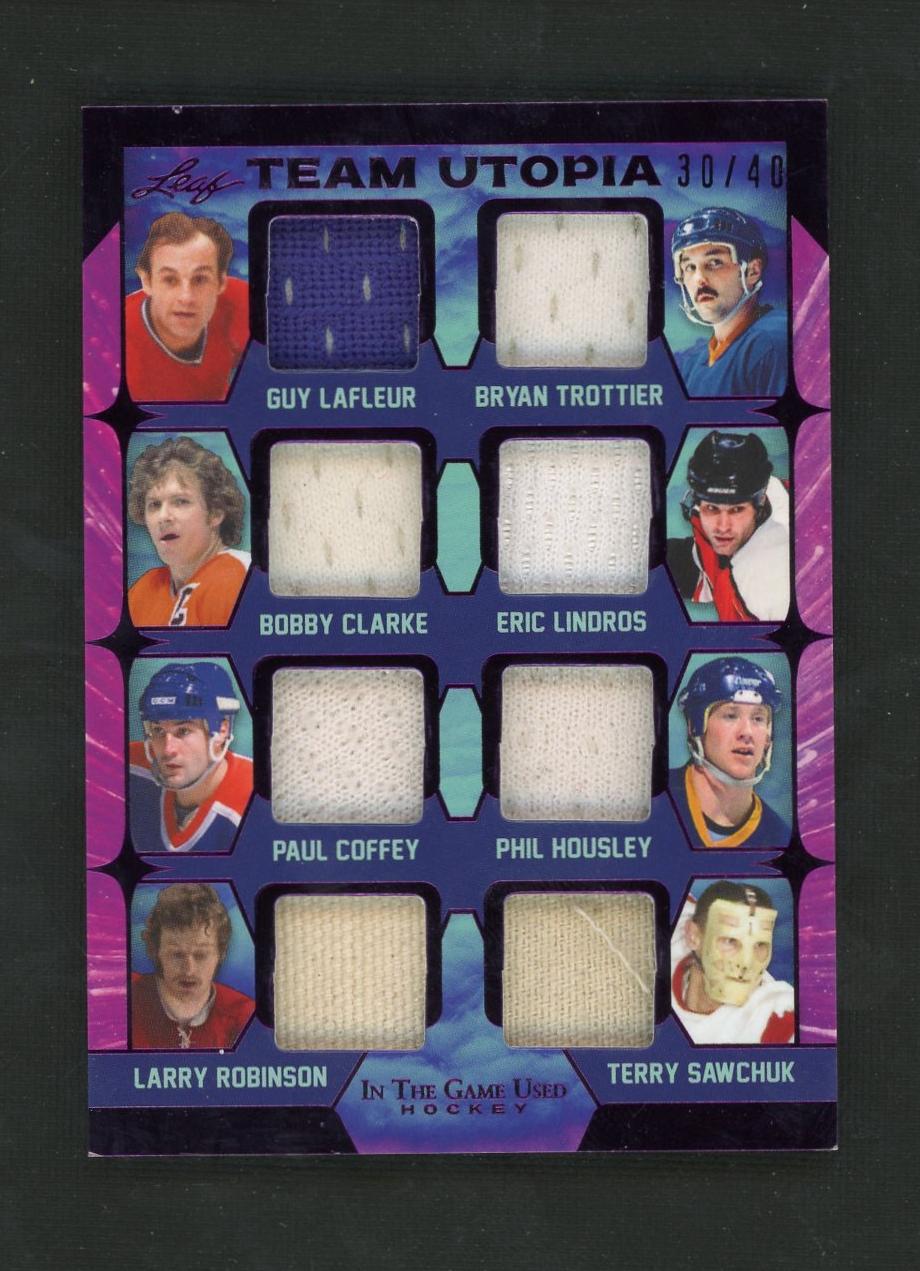 2013 Leaf In The Game Used 30/40 Guy Lafleur Bryan Trottier Bobby Clarke Eric Lindros Paul Coffey Phil Housley Larry Robinson Team Utopia /40