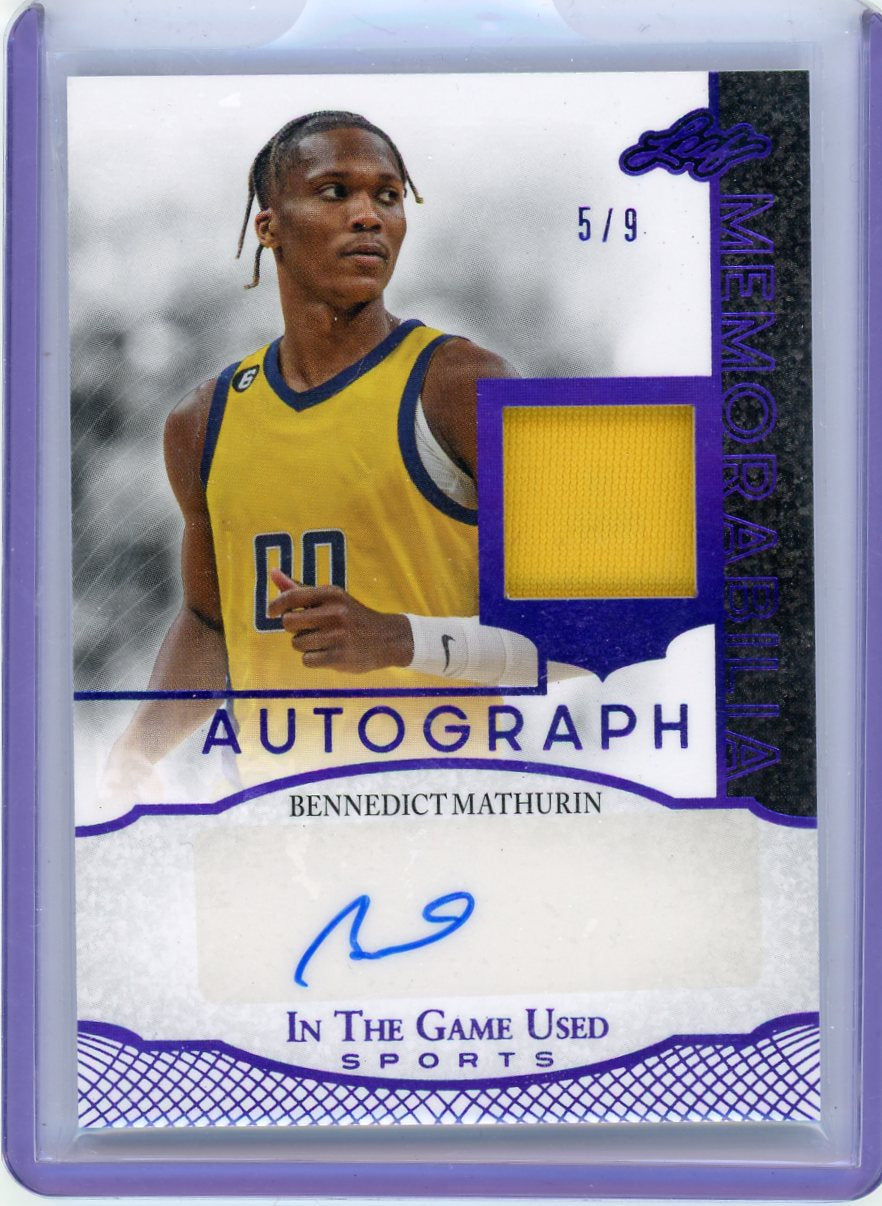 2024 Leaf In The Game Used Patch Auto /9 #IGA-BM1 Bennedict Mathurin