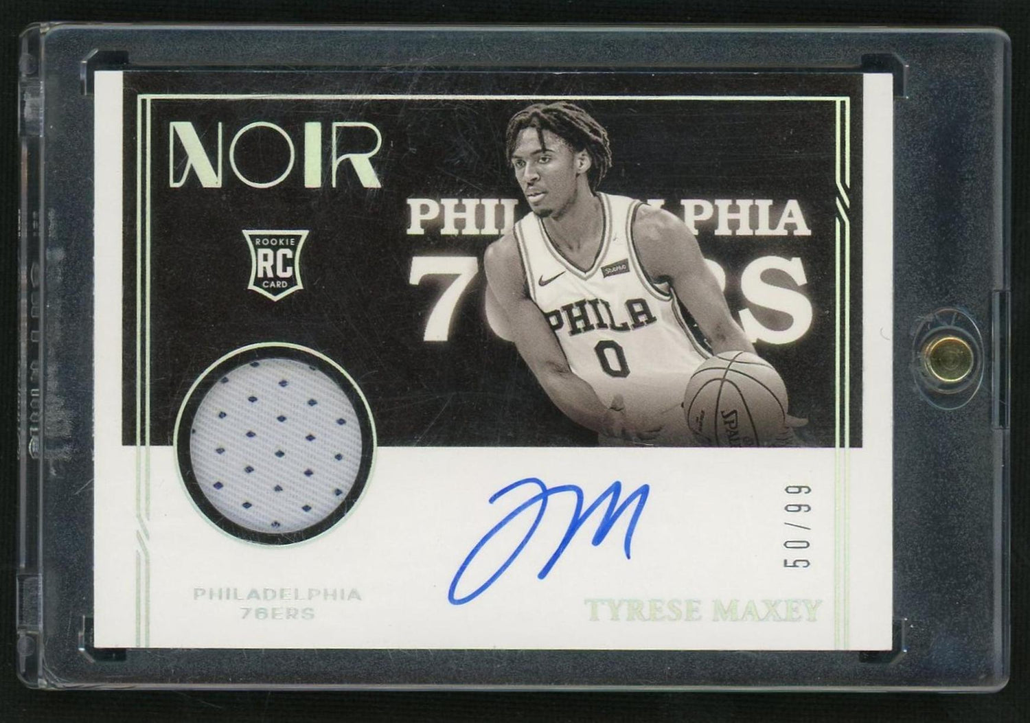 2020 Panini Noir Tyrese Maxey Rookie /99 Patch Auto