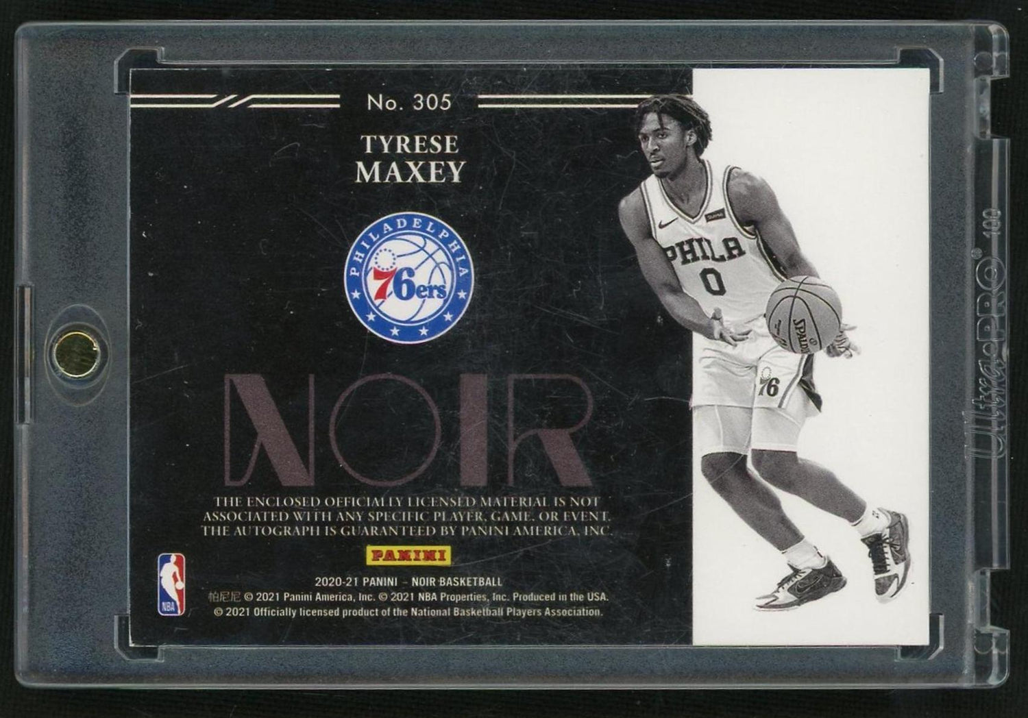 2020 Panini Noir Tyrese Maxey Rookie /99 Patch Auto