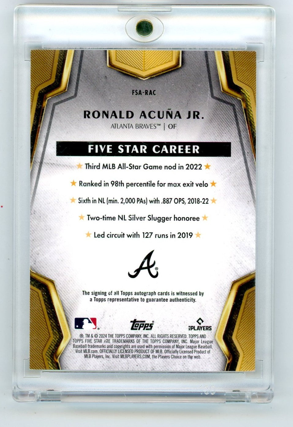 2024 Topps Five Star Ronald Acuña Jr. /25 Auto Blue Atlanta Braves