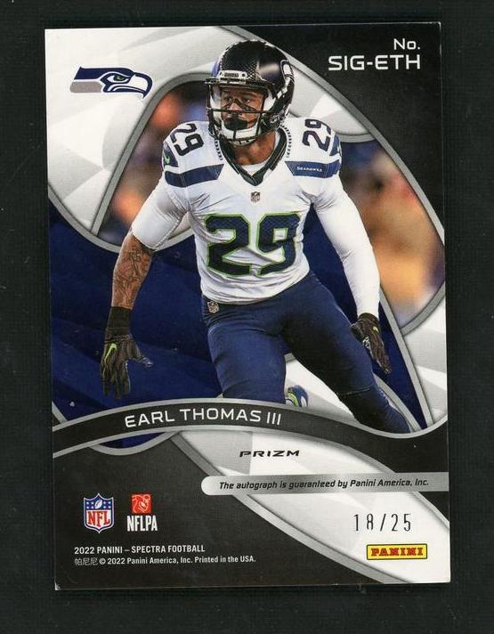2022 Panini Spectra #SIG-ETH Earl Thomas III  Green Auto /25