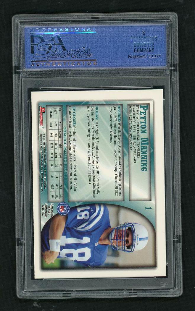 1998 Bowman Peyton Manning #1 RC PSA 9
