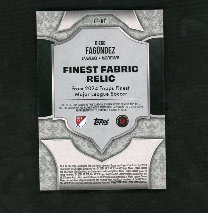 2024 Topps Finest FF-DF Diego Fagúndez Finest Fabric Relic /75 LA Galaxy
