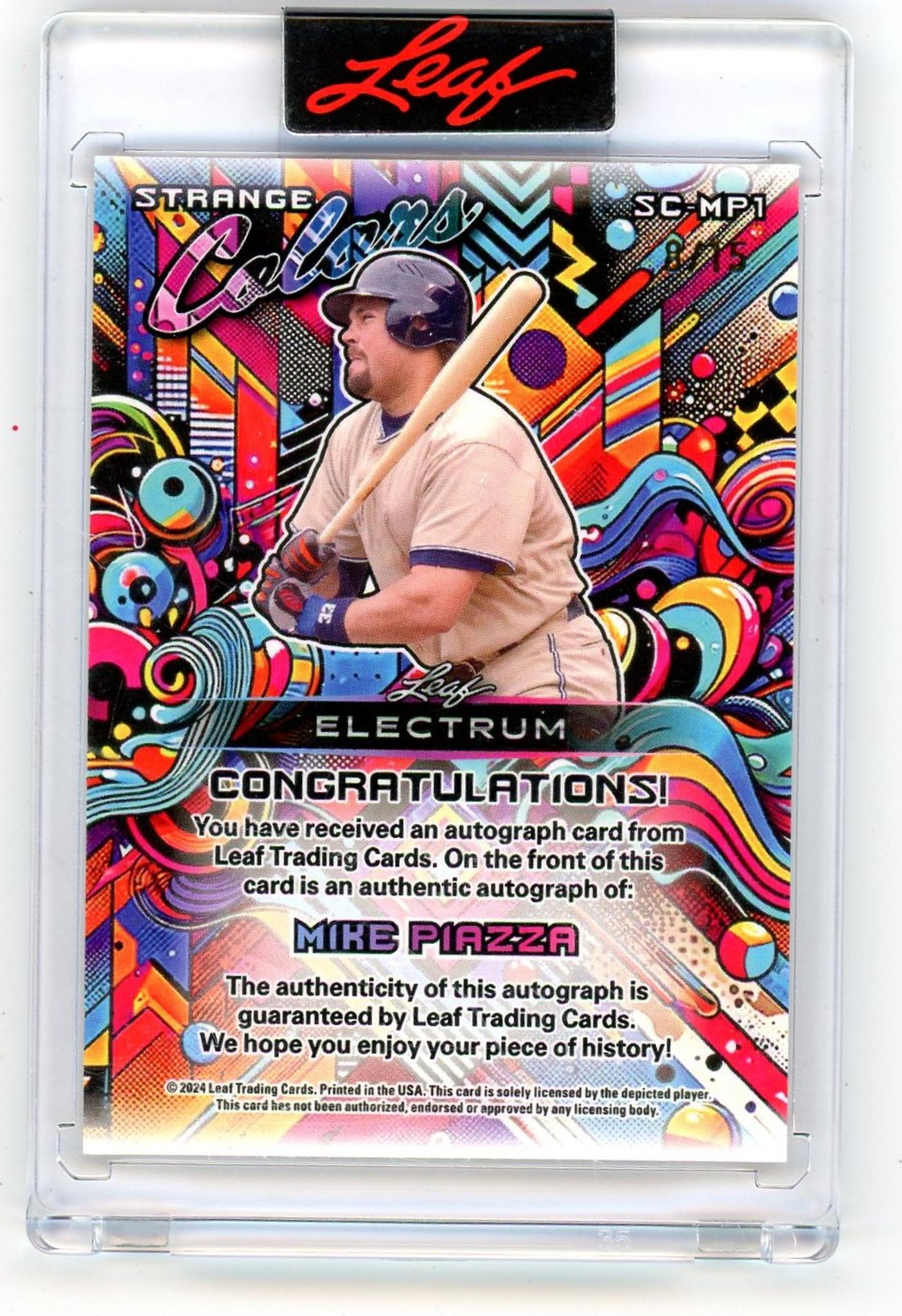 2024 Leaf Electrum #SC-MP1 Mike Piazza Strange Colors Auto /15