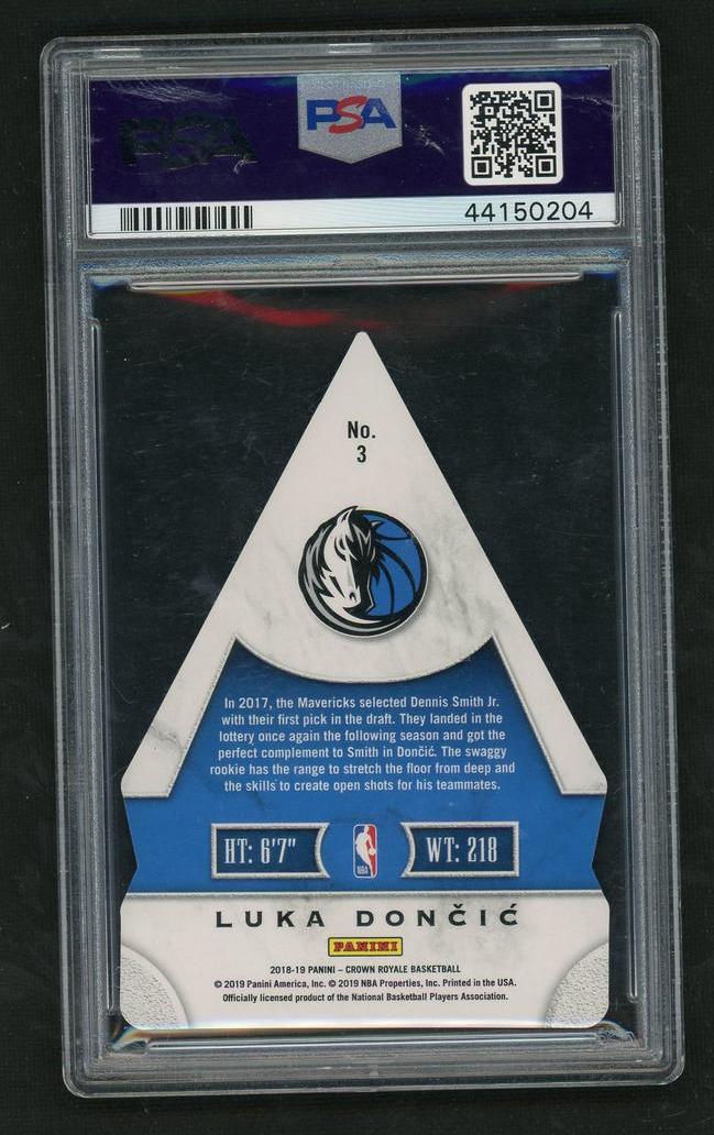 2018 Panini Crown Royale 3 Luka Doncic Mamba's Choice PSA 9 Mint Dallas Mavericks