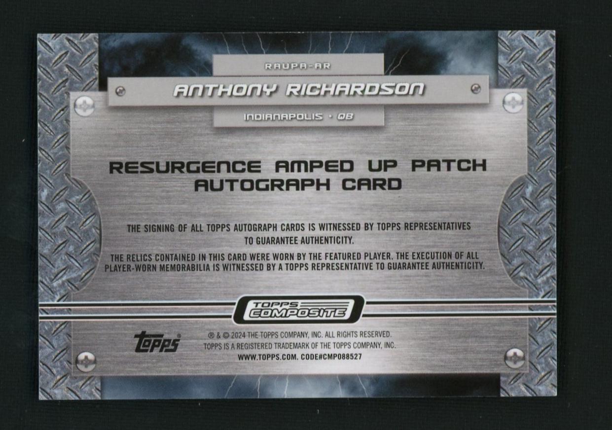 2024 Topps Composite RAUPA-AR Anthony Richardson Amped Up Rookie /50 Indianapolis Auto