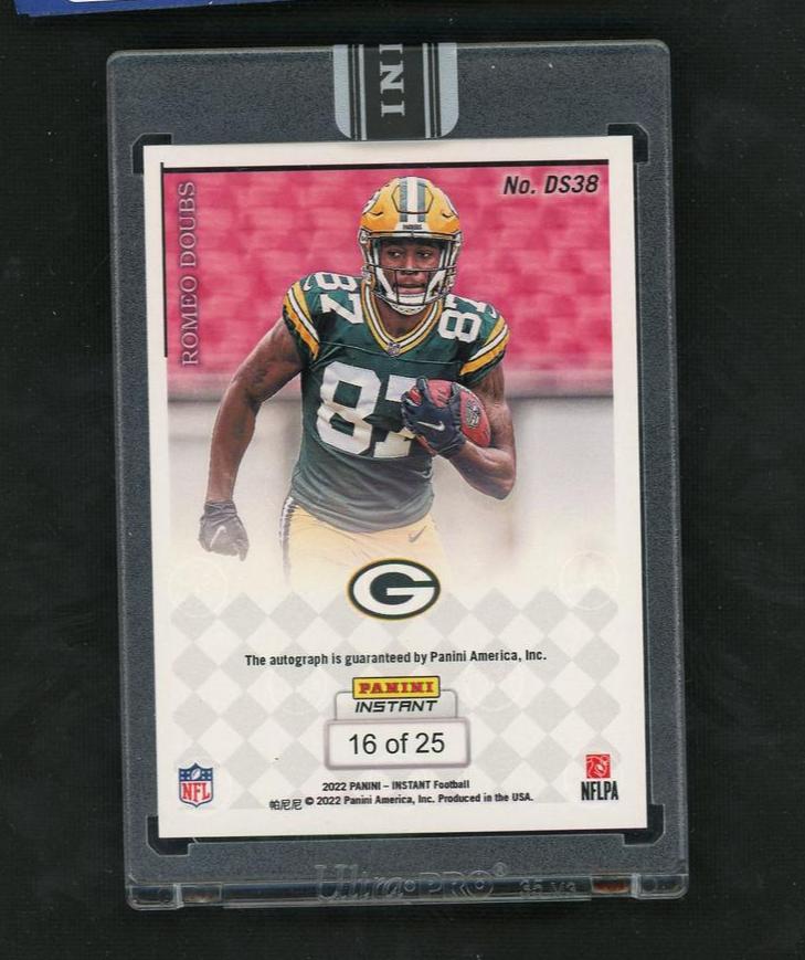 2022 Panini Donruss DS38 Romeo Doubs Signature Series Rookie /25 Green Bay Packers Auto