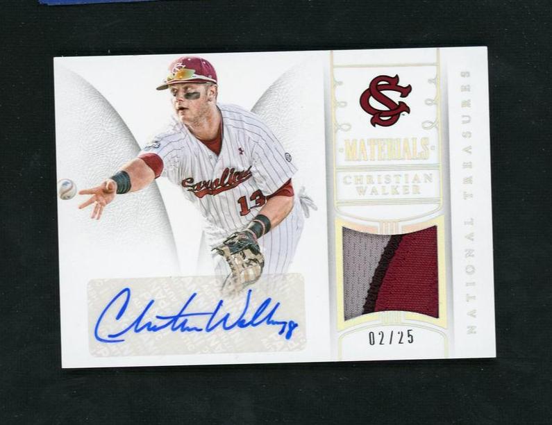 2013 Panini National Treasures 42 Christian Walker Materials /25 South Carolina Auto