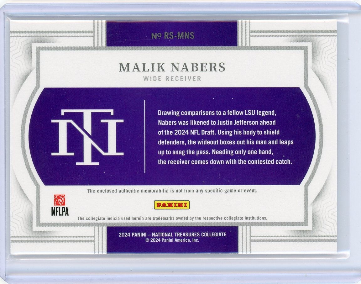 2024 Panini National Treasures #RS-MNS Malik Nabers Rookie /99 jersey LSU