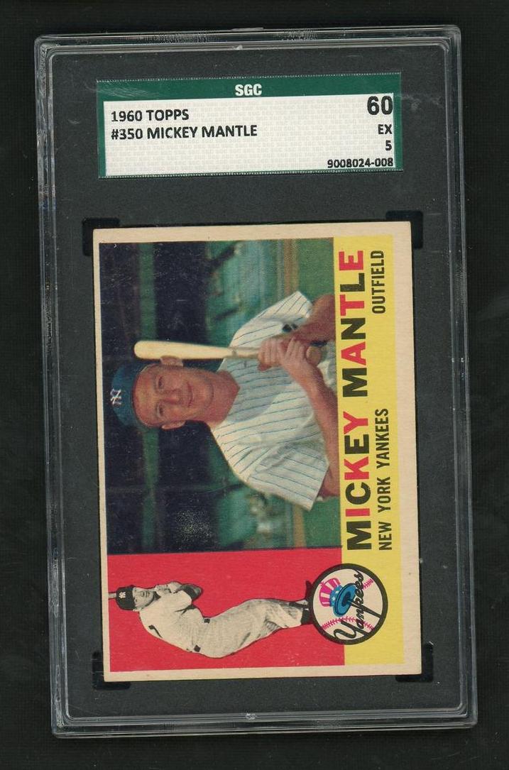 1960 Topps #350 Mickey Mantle SGC 60 EX New York Yankees