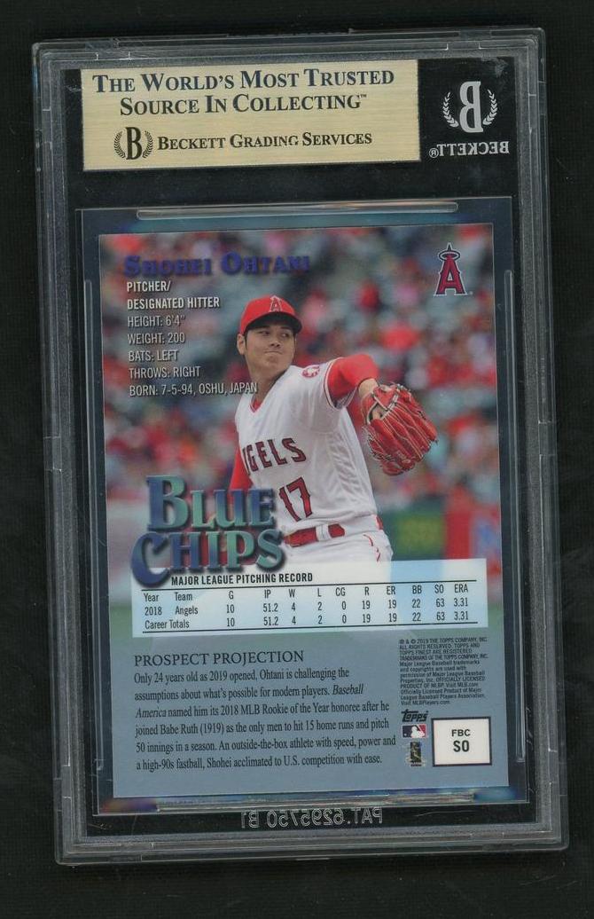 2019 Topps Finest BC-SO Shohei Ohtani Blue Chips Beckett 10 Pristine Angels
