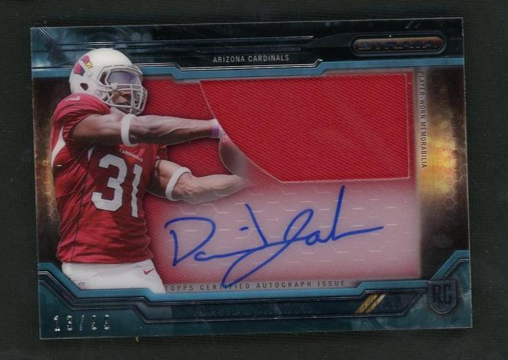 2015 Topps Strata CCAP-DJO David Johnson Clear Cut Autograph Relic Rookie /800 Arizona Cardinals