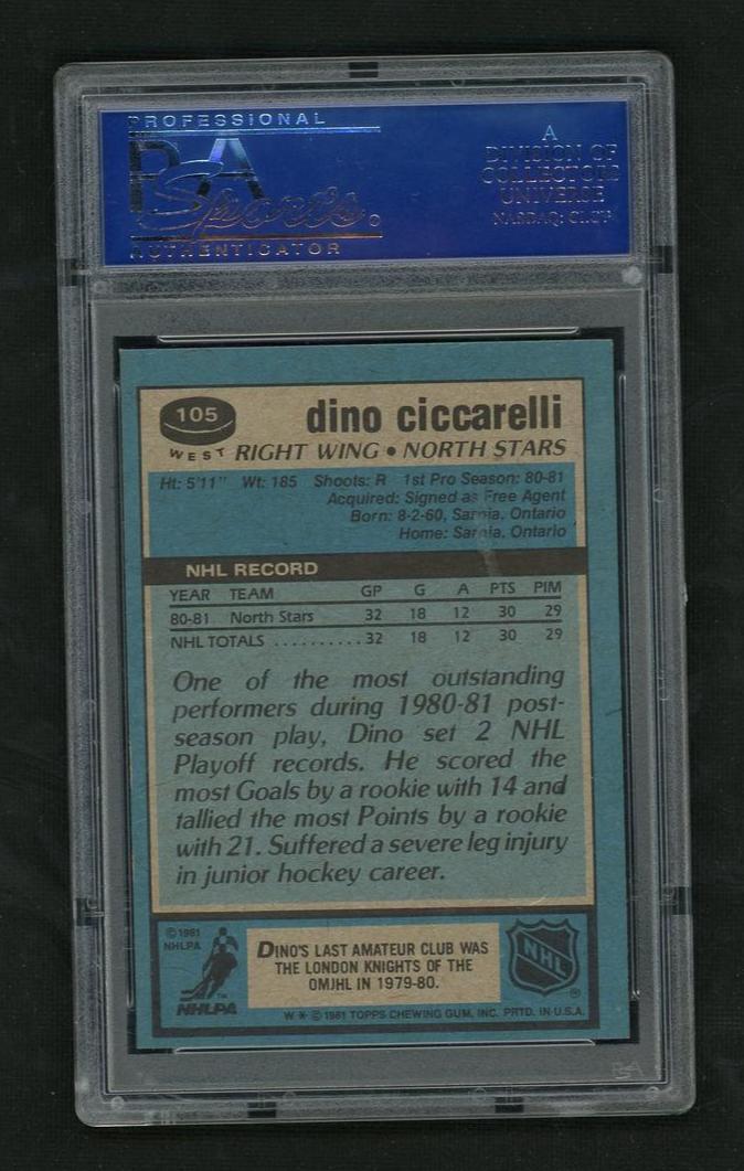 1981 Topps Dino Ciccarelli #105 RC PSA 9