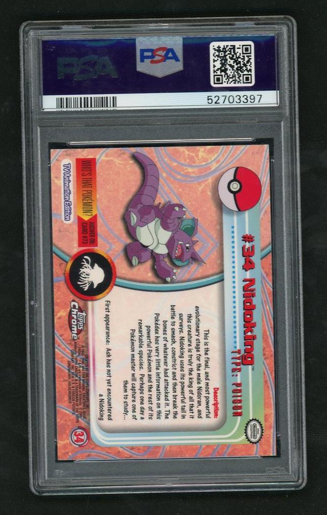 2000 Topps Chrome 34 Nidoking Pokémon T.V. PSA 10 Gem Mint