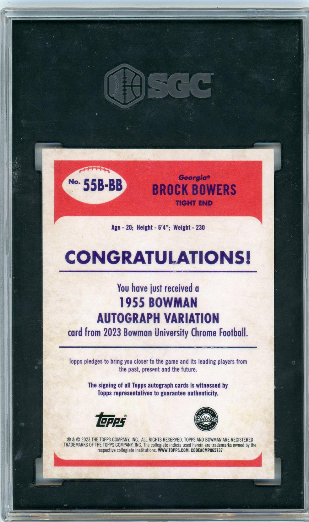 2023 Bowman U Chrome 1955 Brock Bowers #55B-BB Gold Refractor /50 Auto SGC 9.5