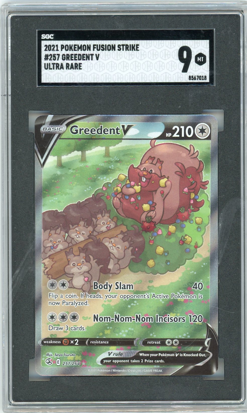 2021 Pokemon Sword and Shield Fusion Strike Greedent V #257 SGC 9