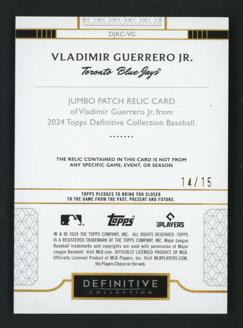 2024 Topps Definitive Vladimir Guerrero Jr. #DJRC-VG Patch /15