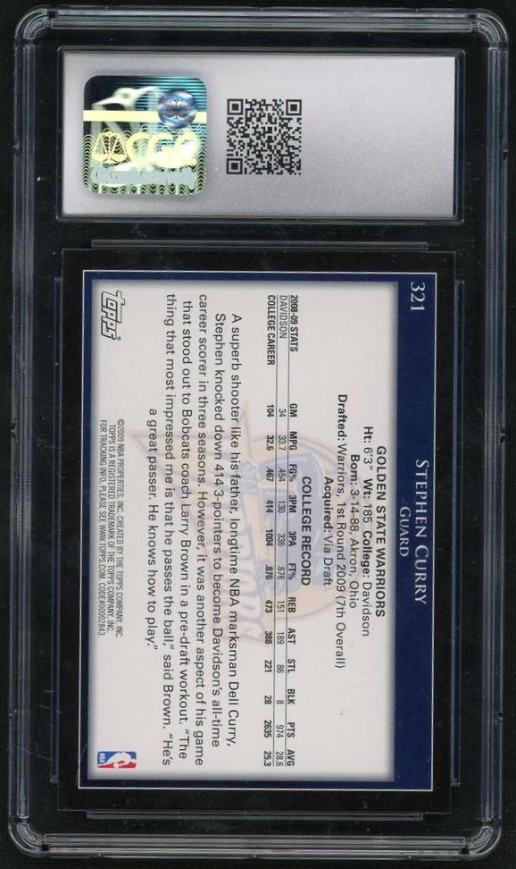 2009-10 Topps Stephen Curry #321 RC CGC 10