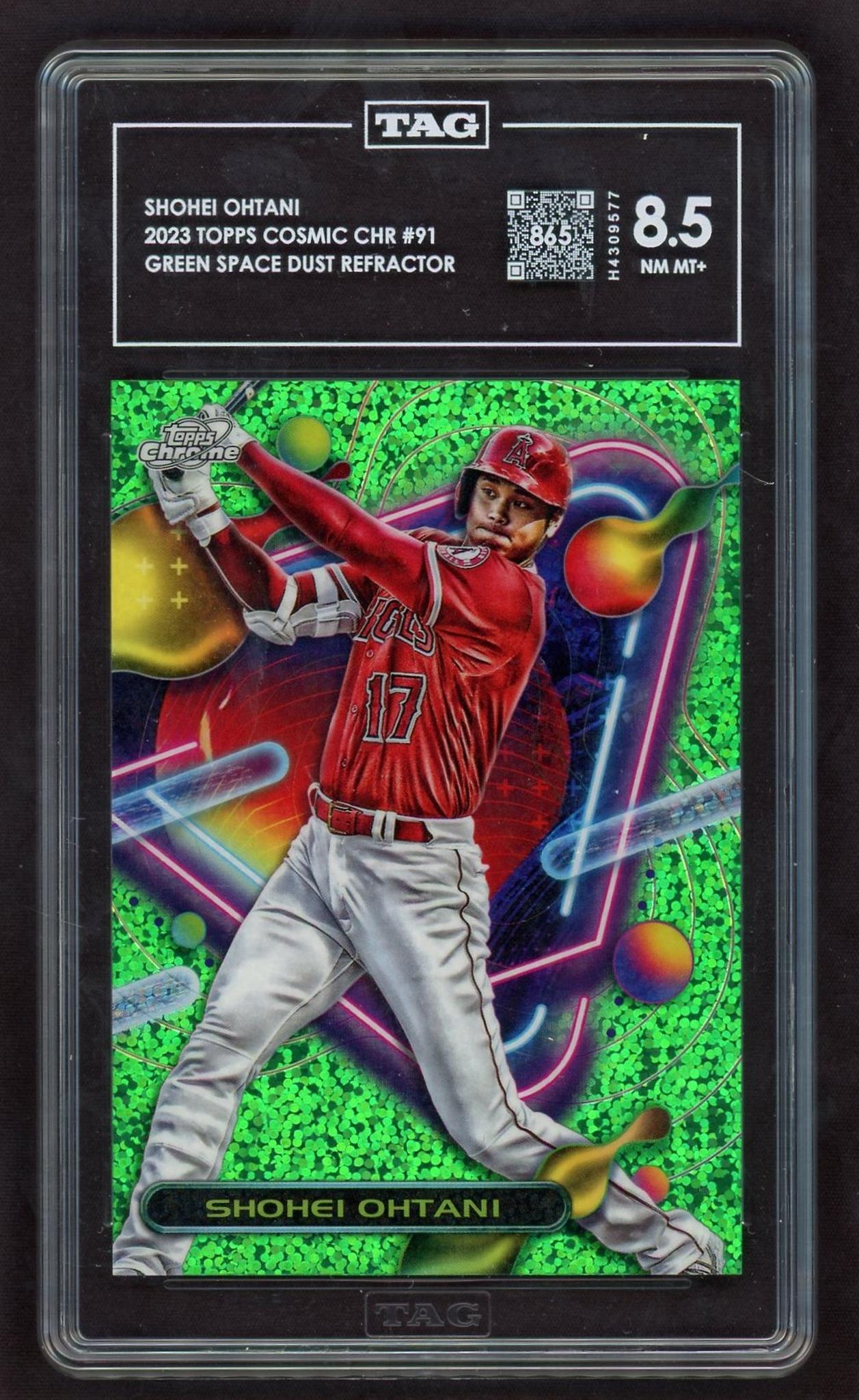 2023 Topps Chrome #91 Shohei Ohtani Cosmic Green /15 TAG 8.5 NM MT+ Angels