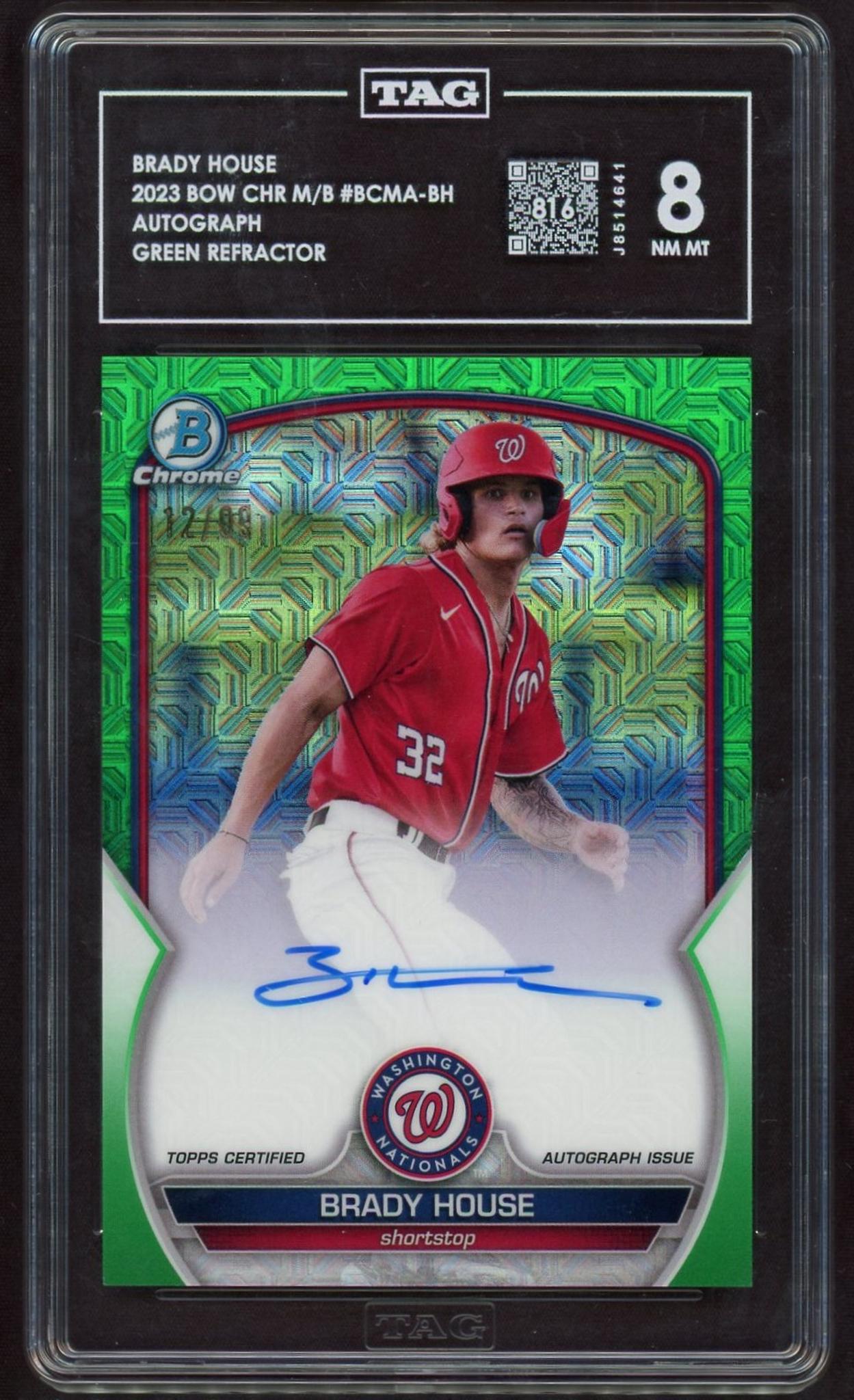 2023 Bowman Chrome #BCMA-BH Brady House Green /99 Auto TAG 8 Nationals