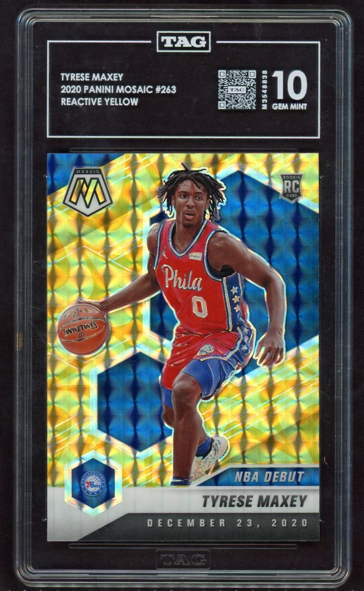 2020 Panini Mosaic #263 Tyrese Maxey NBA Debut Reactive Rookie TAG 10 76ers