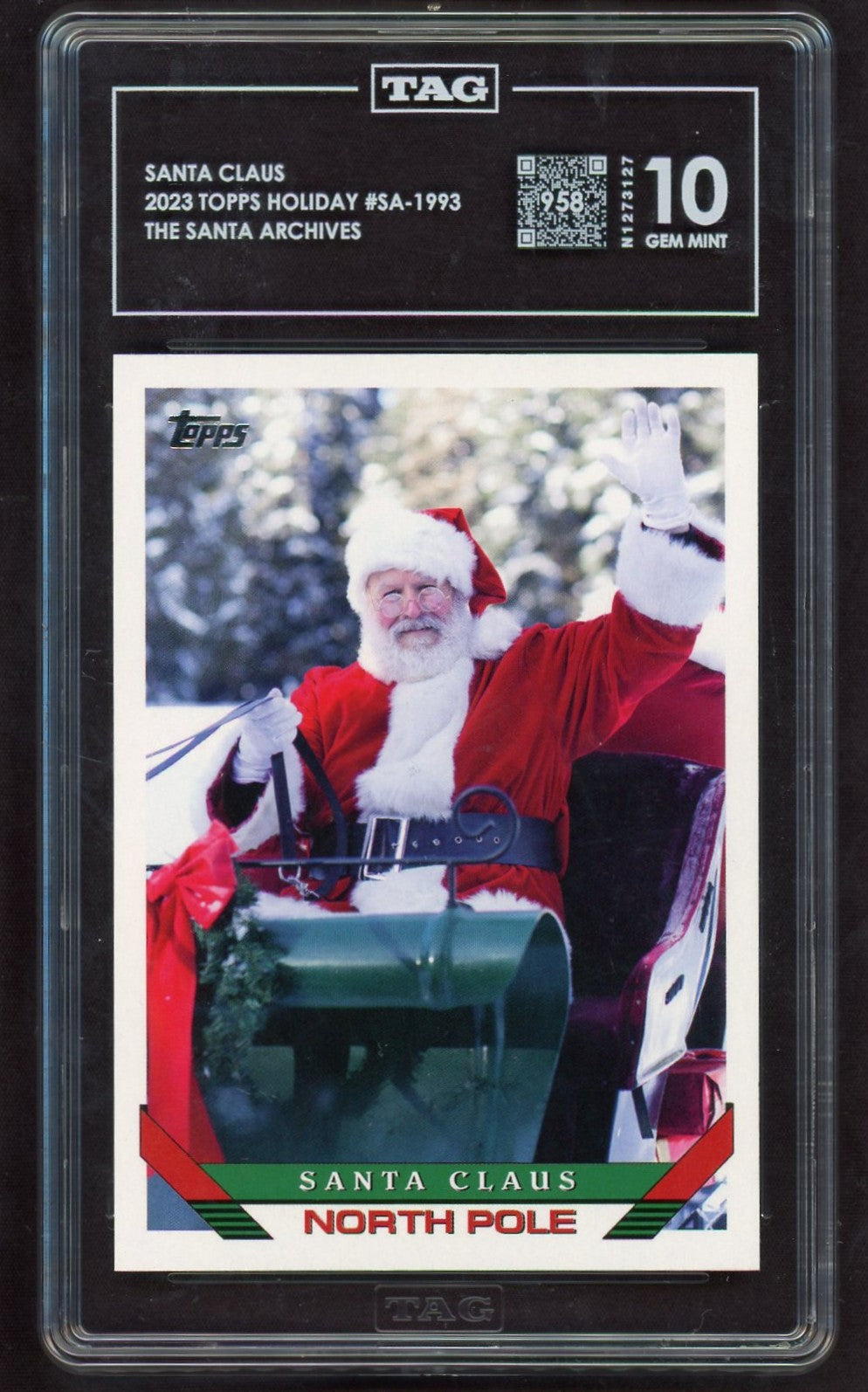 2023 Topps Holiday SA-1993 Santa Claus The Santa Archives TAG 10 Gem Mint North Pole