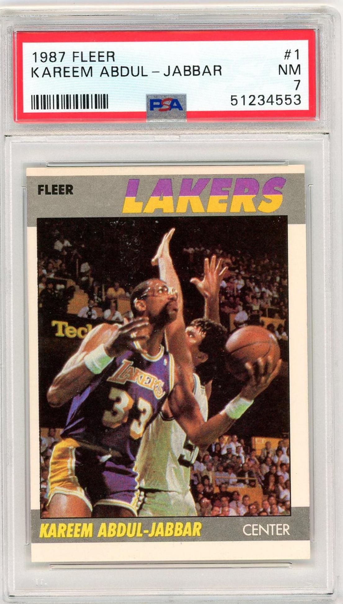 1987 Fleer Kareem Abdul-Jabbar #1 PSA 7 Lakers