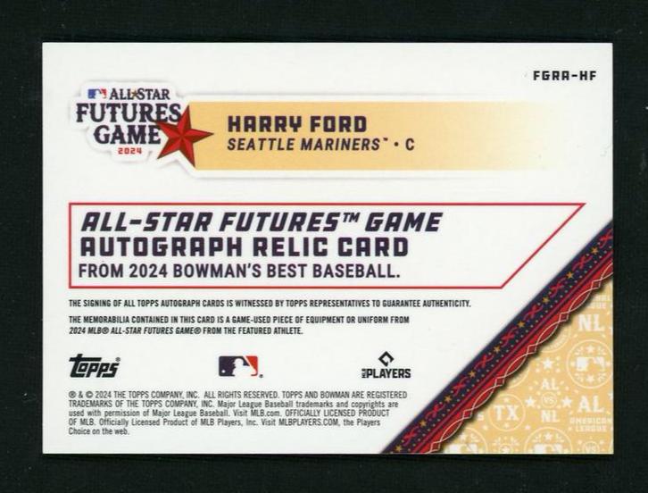 2023 Bowman Harry Ford All-Star Futures Game /199 Seattle Mariners Auto