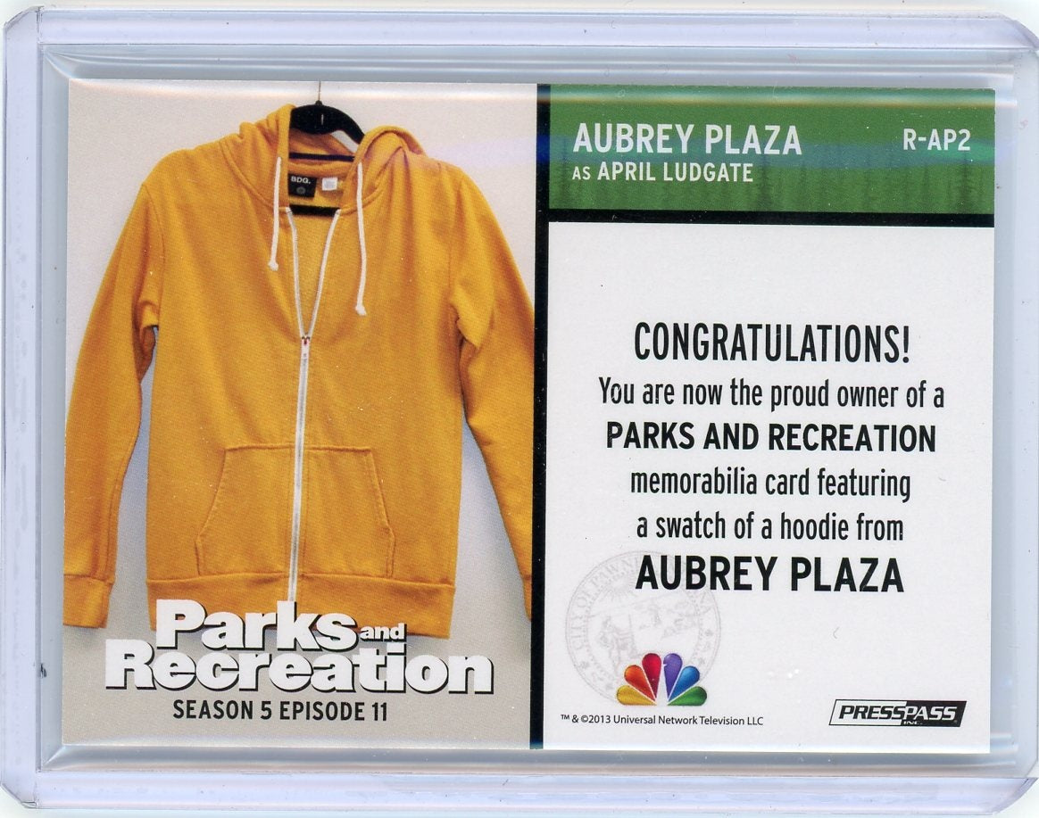 2013 Press Pass Parks and Recreation #R-AP2 Aubrey Plaza Hoodie