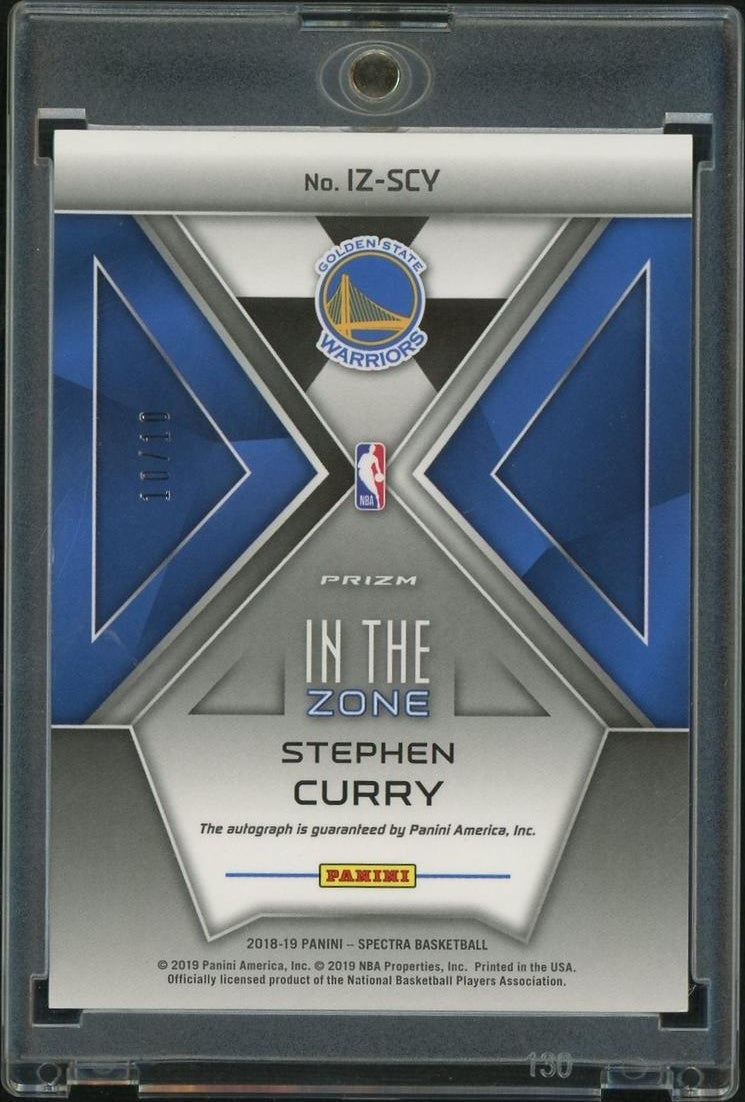 2018 Panini Spectra In The Zone Prizm Stephen Curry Auto /10