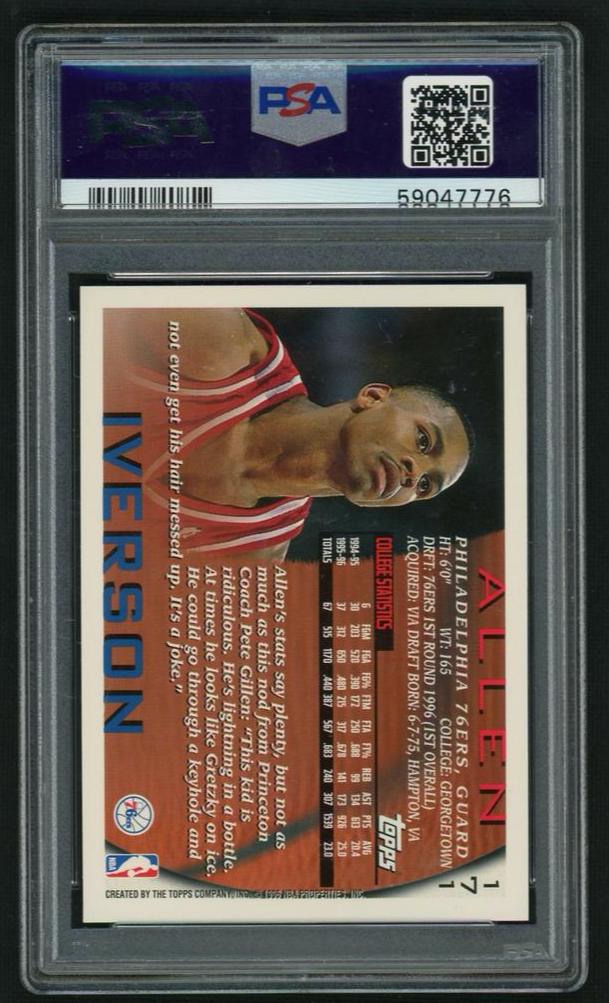 1996 Topps Allen Iverson #171 PSA 10