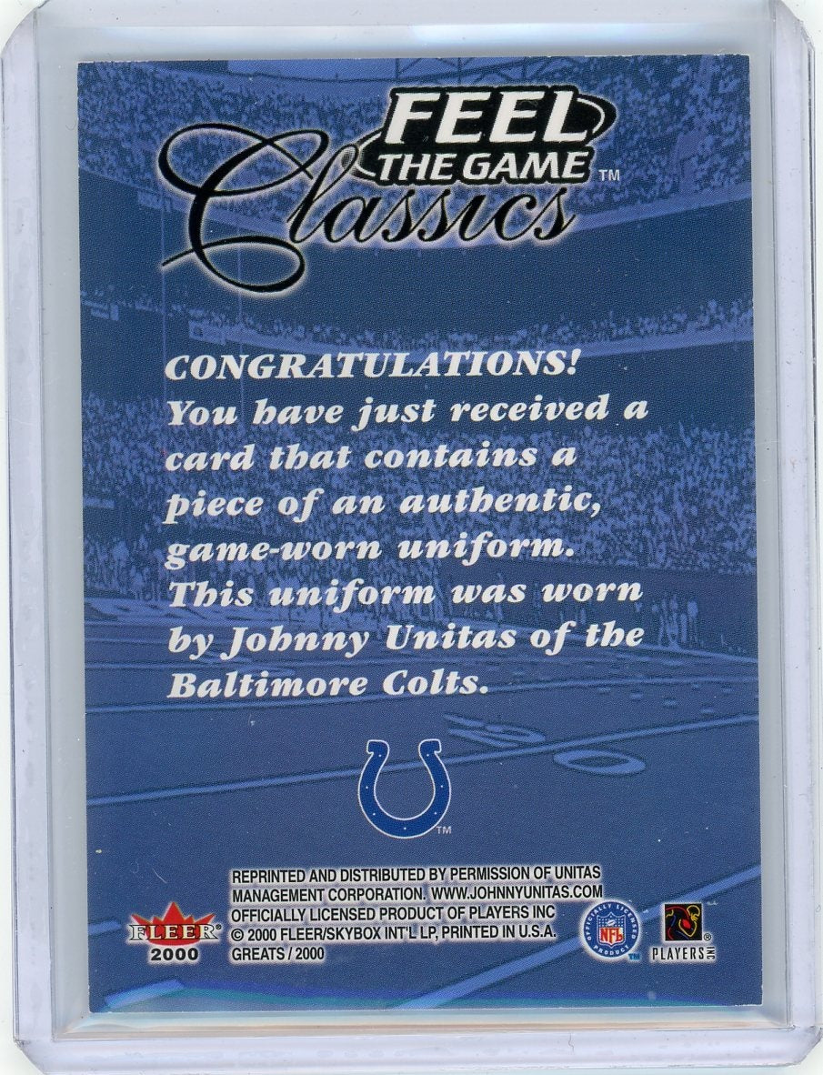 2000 Fleer Feel the Game Classics Johnny Unitas Jersey Baltimore Colts