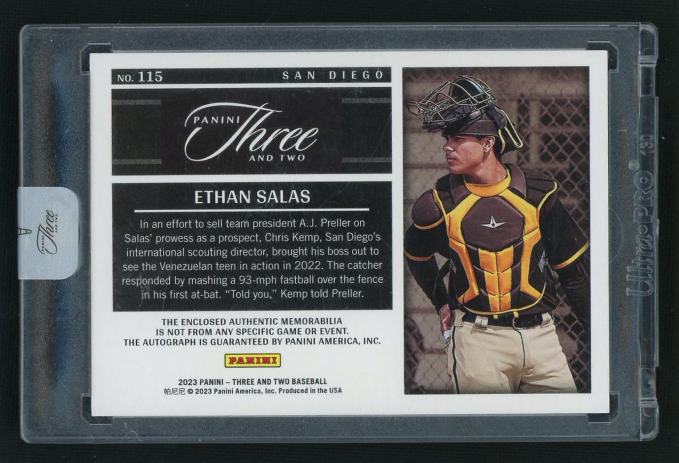 2023 Panini Three And Two Ethan Salas #115 RC Auto 23/32