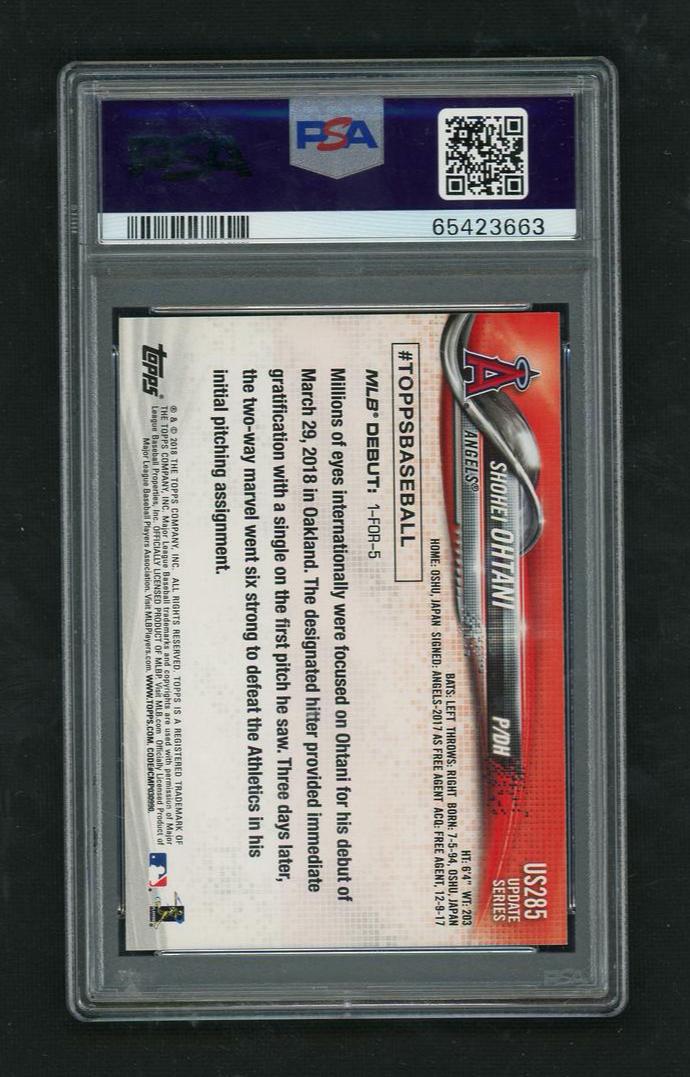 2018 Topps Update Shohei Ohtani #US285 RC Rookie Debut PSA 10