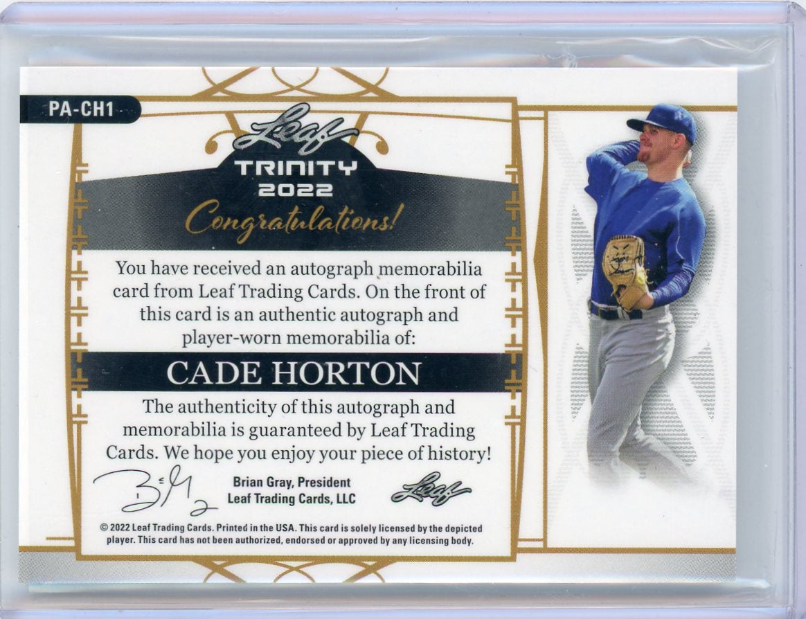 2022 Leaf Trinity Rookie Patch Auto /15 #PA-CH1 Cade Horton