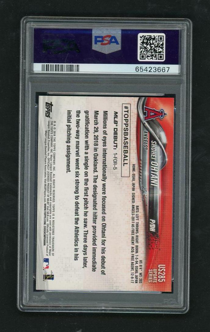 2018 Topps Update Rookie Debut Shohei Ohtani #US285 RC PSA 10