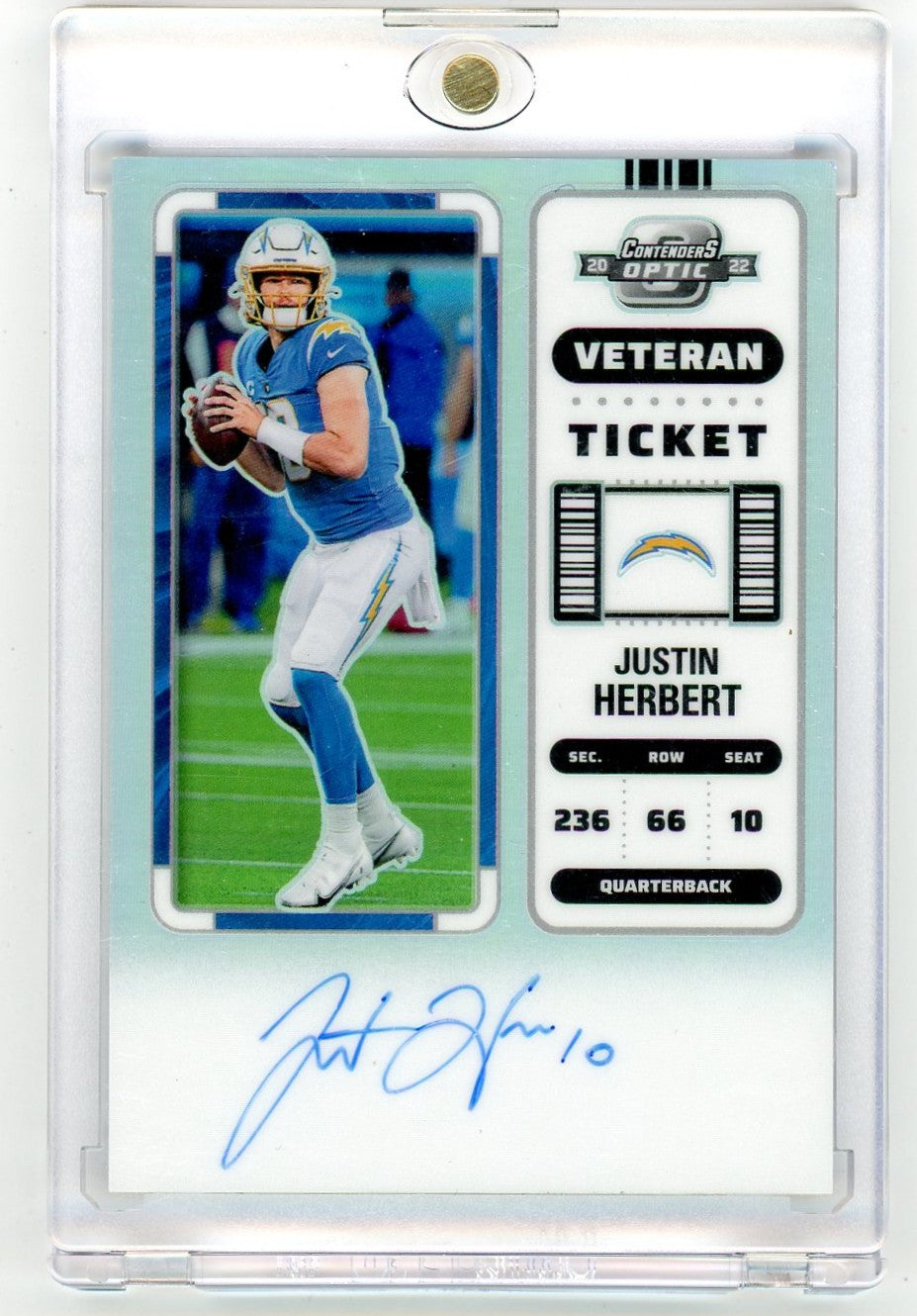 2022 Panini Contenders Optic Veteran Ticket Auto /50 Justin Herbert