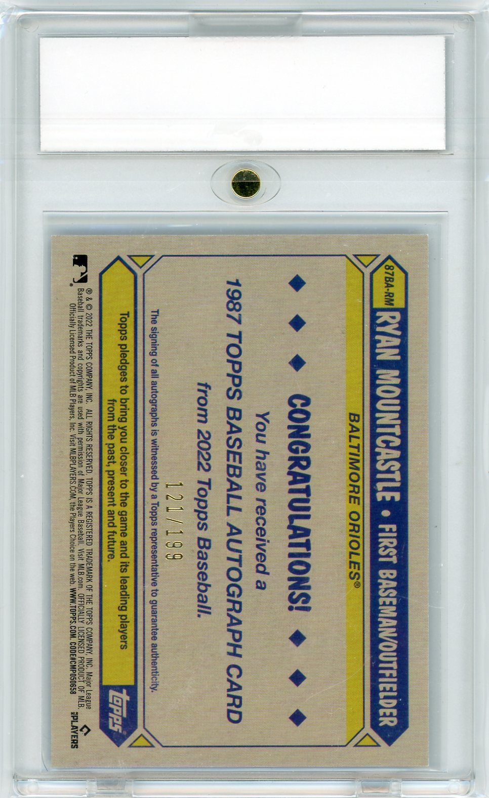 2022 Topps 1987 Auto Ryan Mountcastle #87BA-RM /199