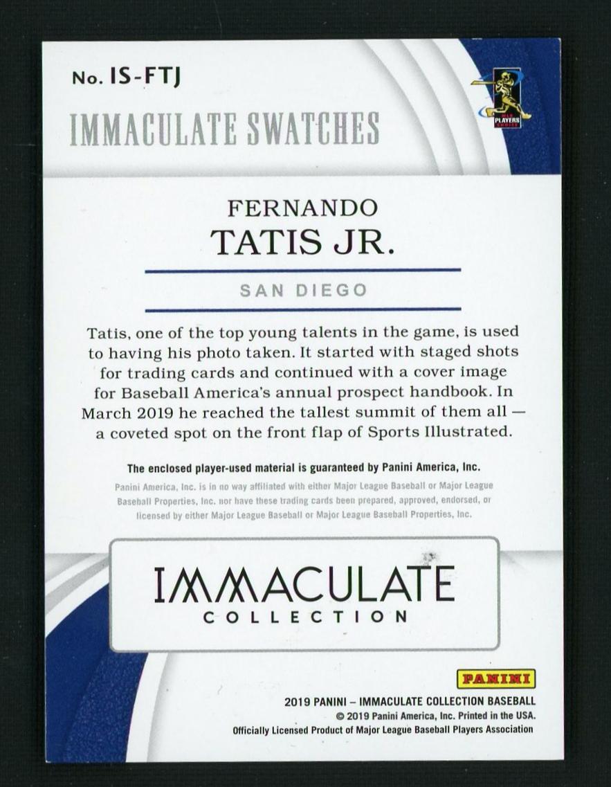 2019 Panini Immaculate Swatches Fernando Tatis Jr. #IS-FTJ /10