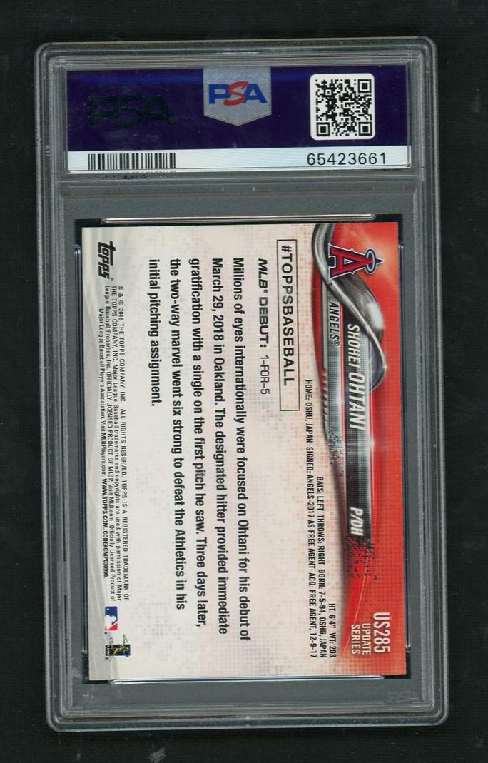 2018 Topps Update Rookie Debut Shohei Ohtani #US285 RC PSA 10