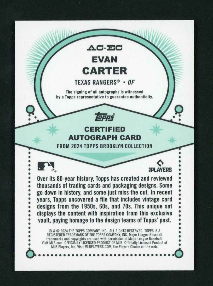 2024 Topps Brooklyn Collection Gold Evan Carter #AC-EC RC Auto /50