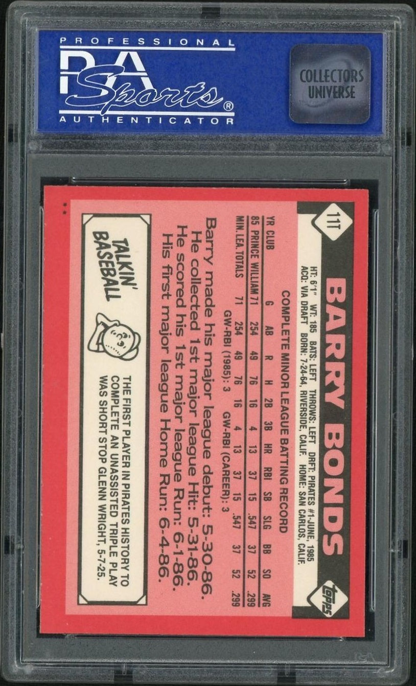 1986 Topps Traded #11T Barry Bonds PSA 10