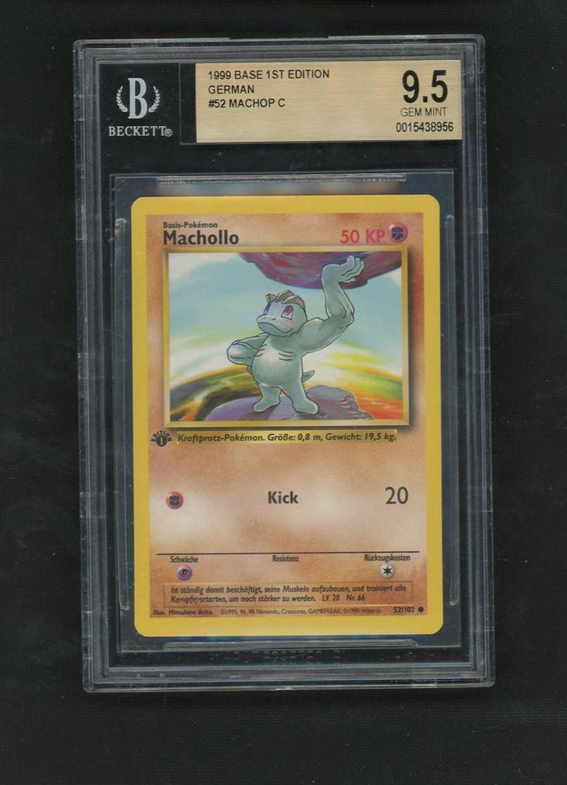 1999 Pokemon Base Set German 1st Edition Machop #52 BGS 9.5