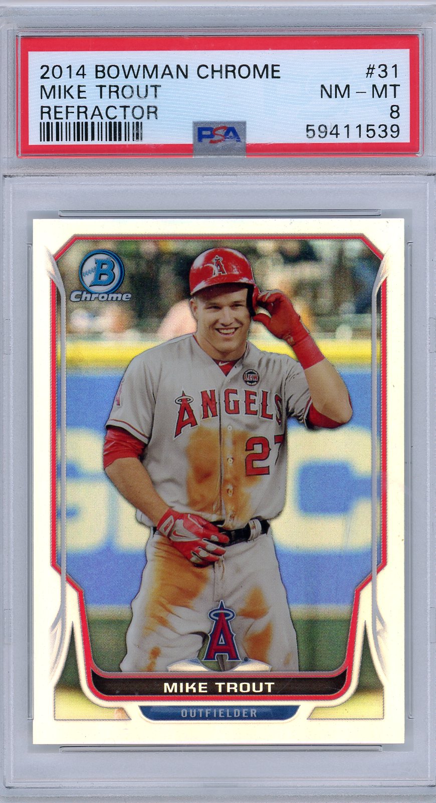 2014 Bowman Chrome Refractor Mike Trout #31 /500 PSA 8