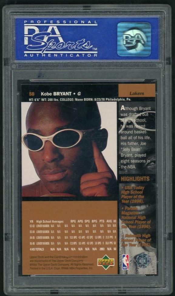 1996 Upper Deck Kobe Bryant #58 PSA 8