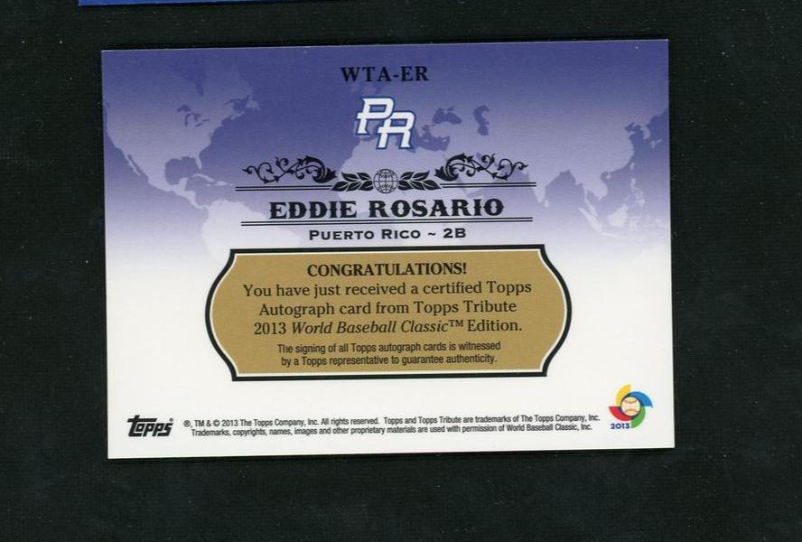 2013 Topps Tribute WTA-ER Eddie Rosario World Baseball Classic Puerto Rico Auto