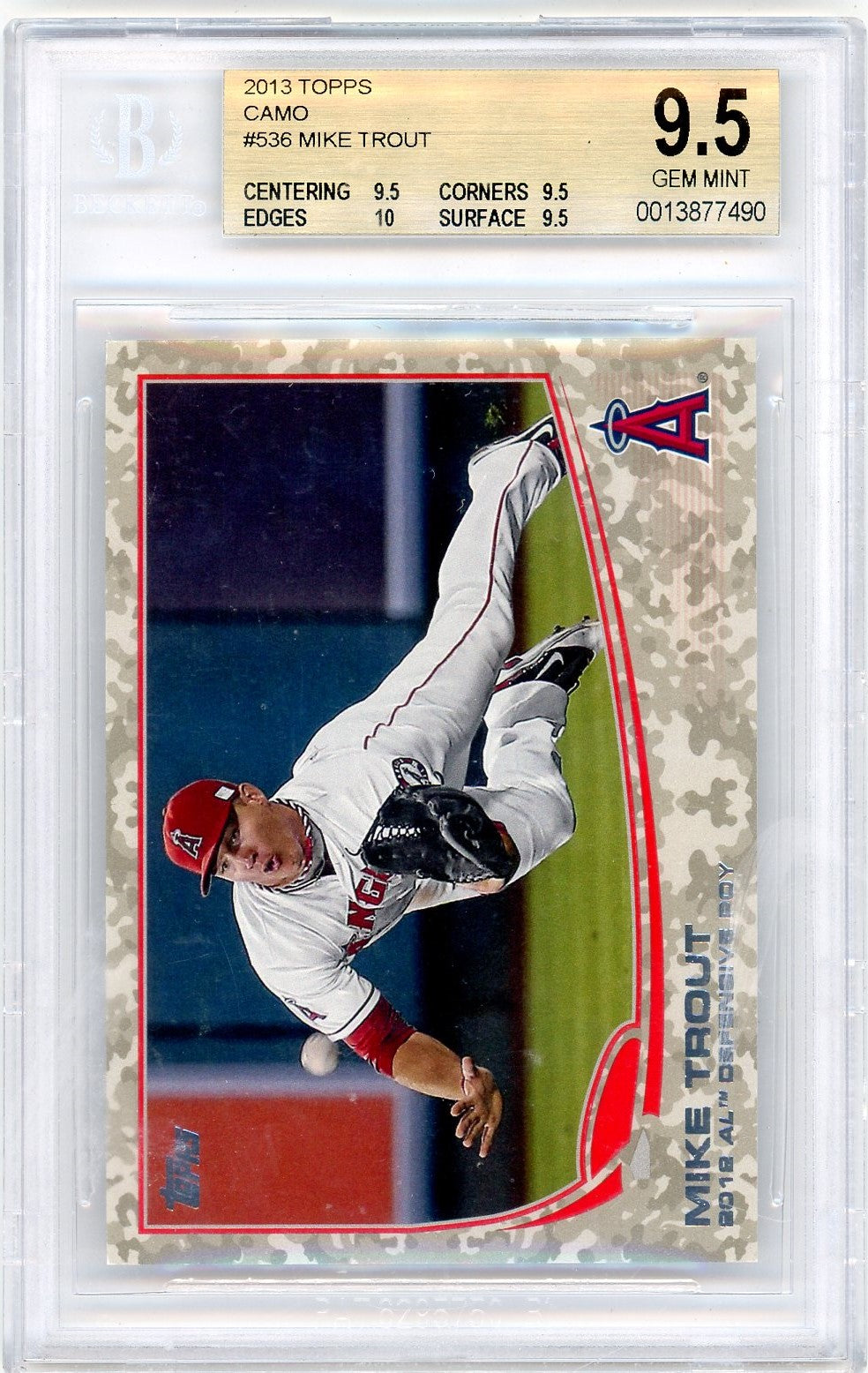 2013 Topps Camo Mike Trout #536 /99 BGS 9.5