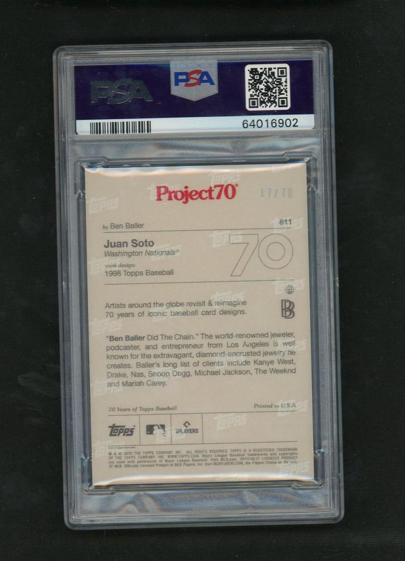 2022 Topps Project70 Ben Baller Juan Soto #811 Auto /70 PSA 10