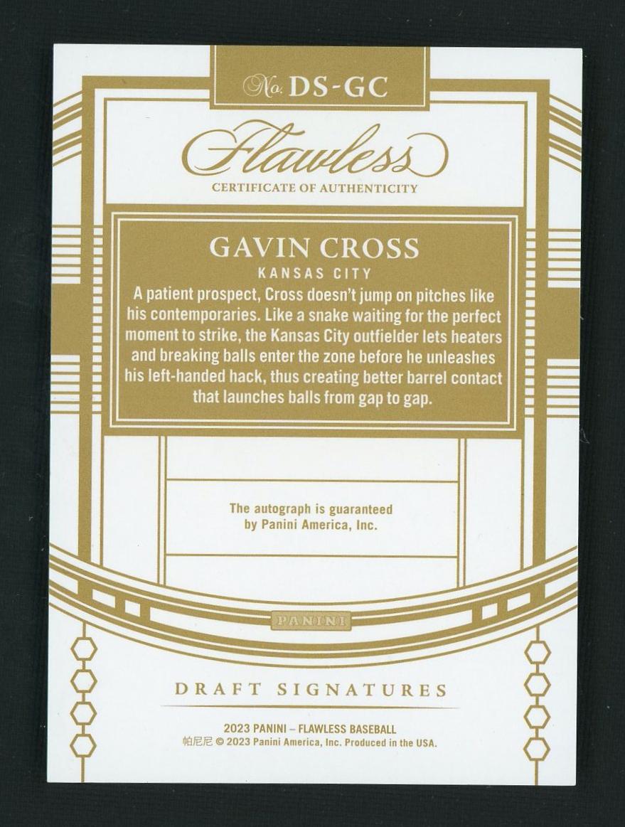 2023 Panini Flawless Draft Signatures Gavin Cross #DS-GC Auto /25